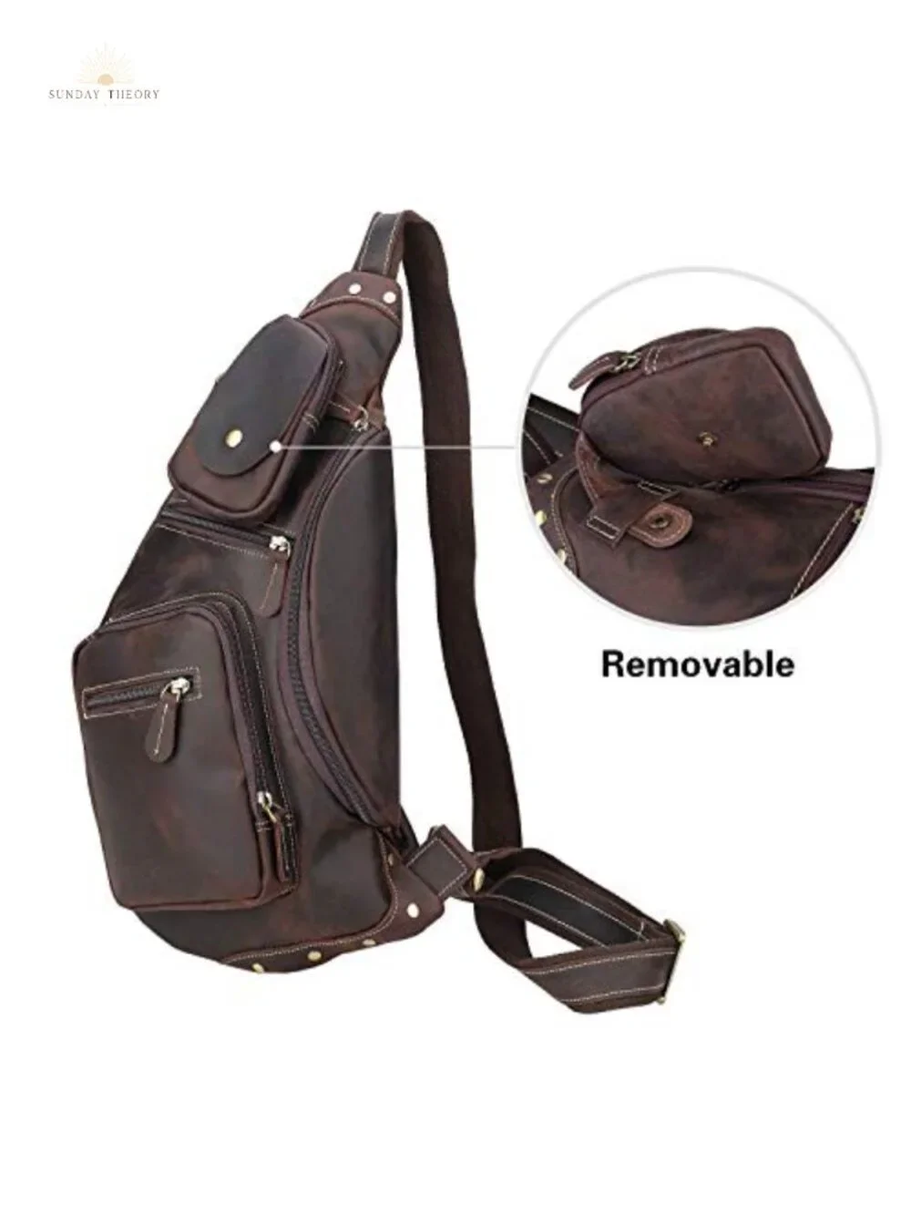 Full Grain Leather Cross Body Sling Bag Chest Bag Backpack Tactical Daypack